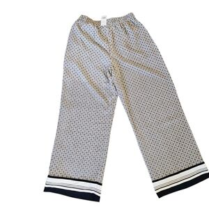 New! Abercrombie & Fitch Drapey Wide Leg Pull-On Pants Brown Geo Print Medium